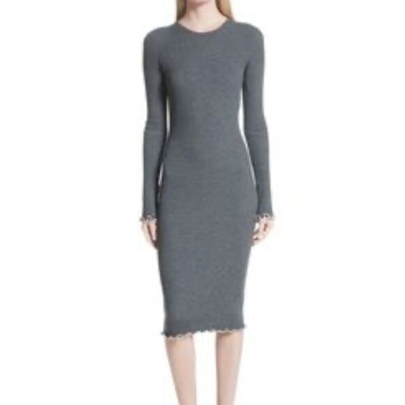 Elizabeth and James DK HTR GREY /ALABASTER GREY ribbed sweater dress with white - Picture 1 of 8
